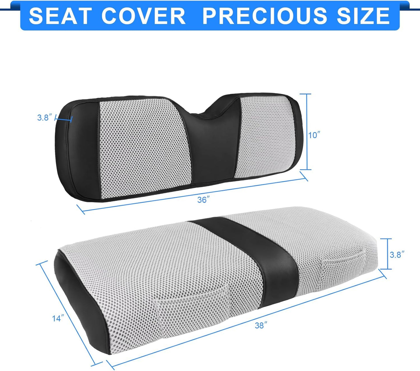 iLSKW Golf Cart Seat Covers - Breathable Fabric Universal Rear Seat Cover for Club Car, Ezgo, Yamaha