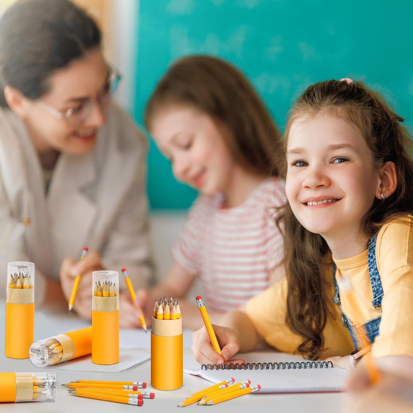 24 Pack Mini Golf Pencils Bulk with Eraser Sharpener 288 Pcs 2hb Pre-sharpened Yellow Half Pencils Short Pencil Gift for Kids Operation Christmas Items Classroom Party Favor Supplies Golf