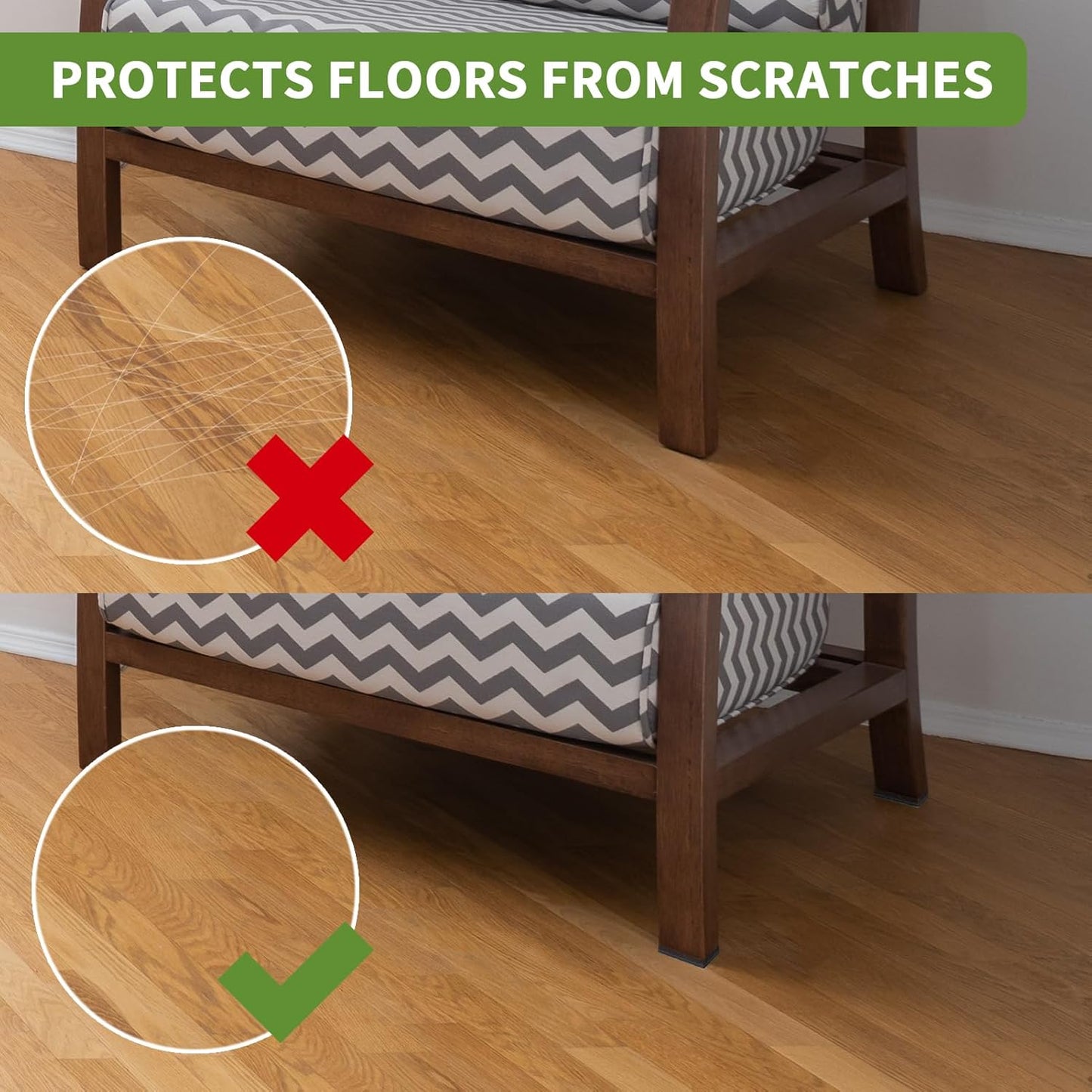 Non Slip Furniture Pads 60 PCS 1'' Square - Anti Slip Furniture Pads - Self Adhesive Rubber Feet Furniture Feet - Chair Leg Floor Protectors - Keep Furniture in Place