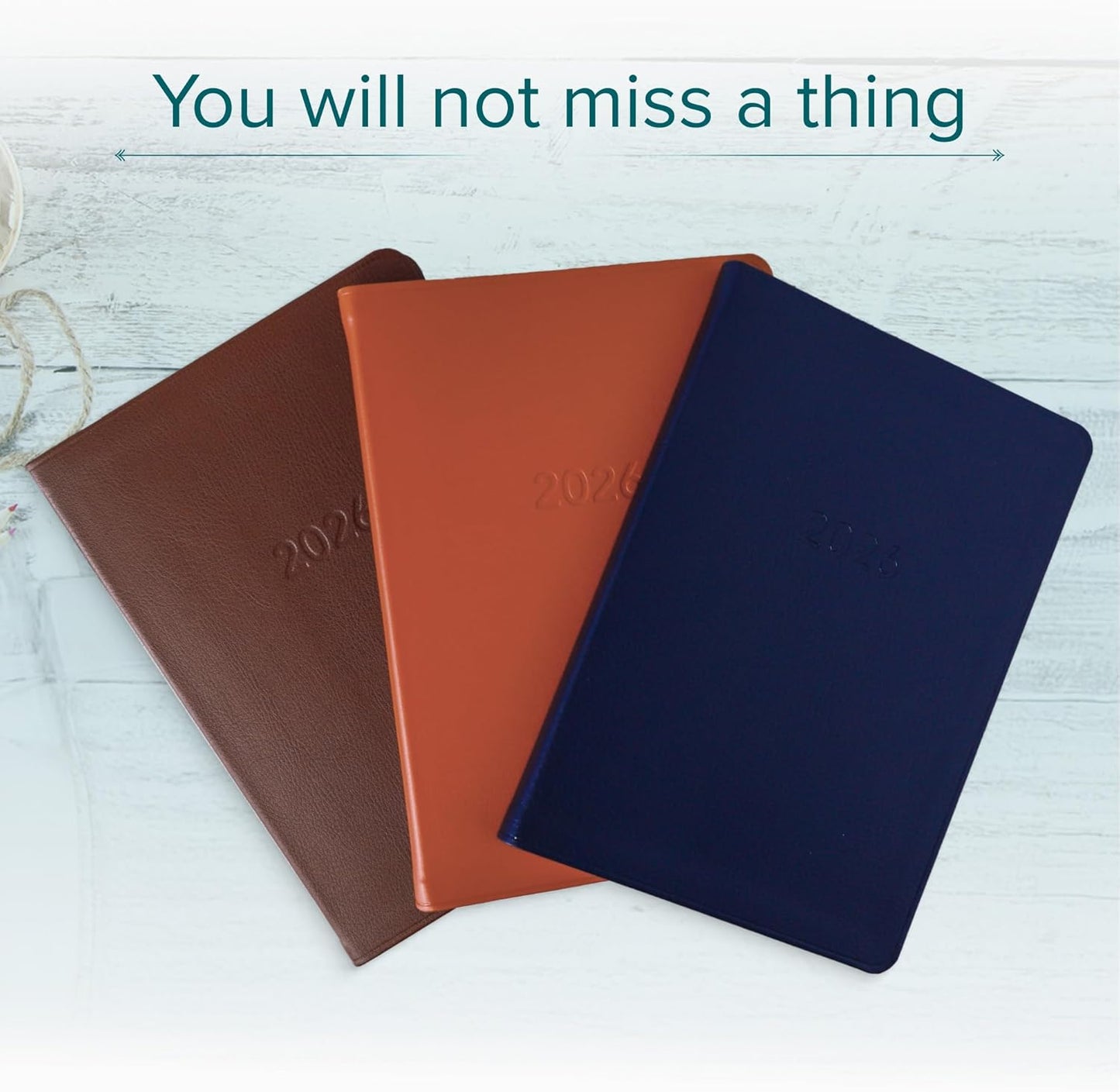 Harbor Desk Weekly Monthly Planner 2025-2026 - Calendar Planner and Notebook, Durable Faux Leather, 192 Pages, Softcover & Book Bound - Leida Navy - 8x5.5"