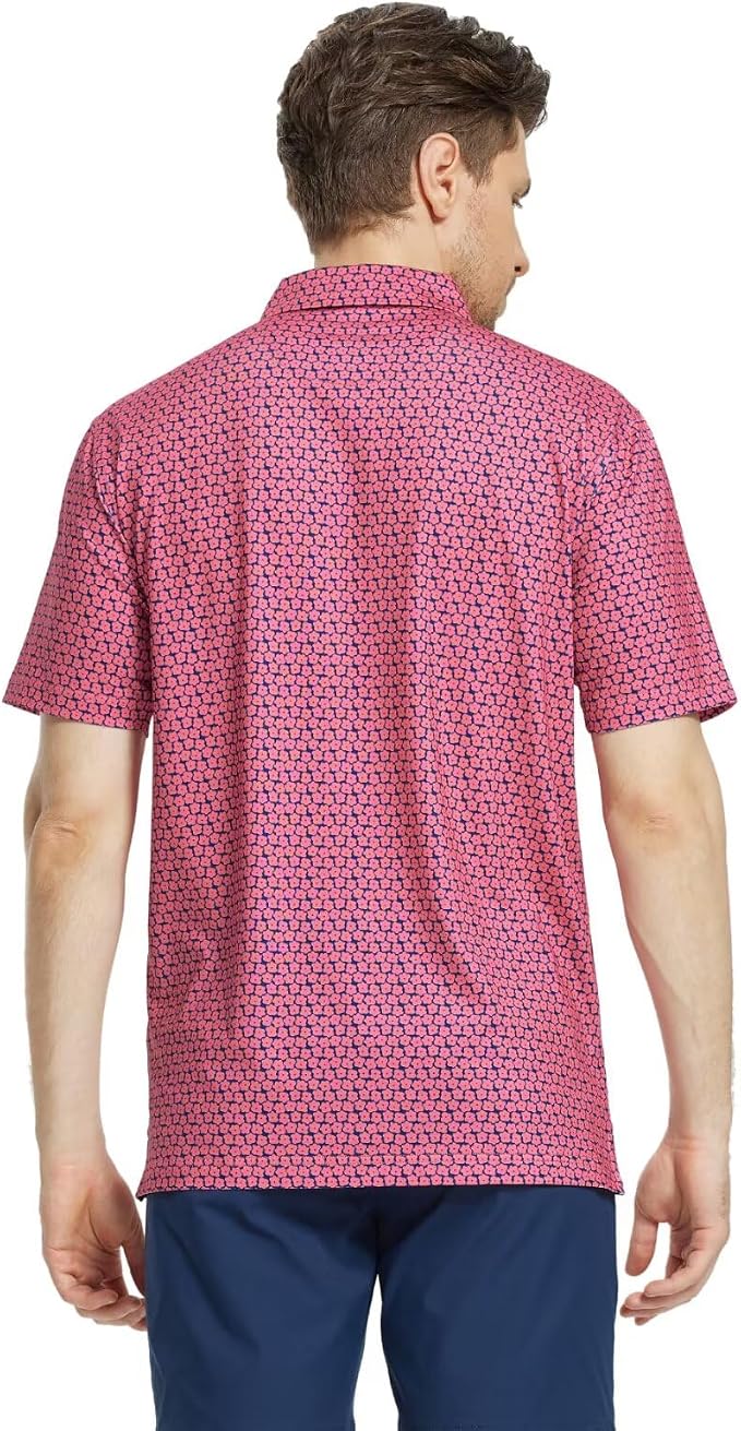 M MAELREG Mens Golf Shirt Short Sleeve Dry Fit Print Moisture Wicking - Image 4