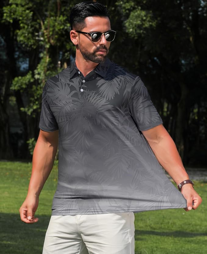 zeetoo Men's Polo Shirts Hawaiian Golf Polos Shirts Short Sleeve Performance - Image 3