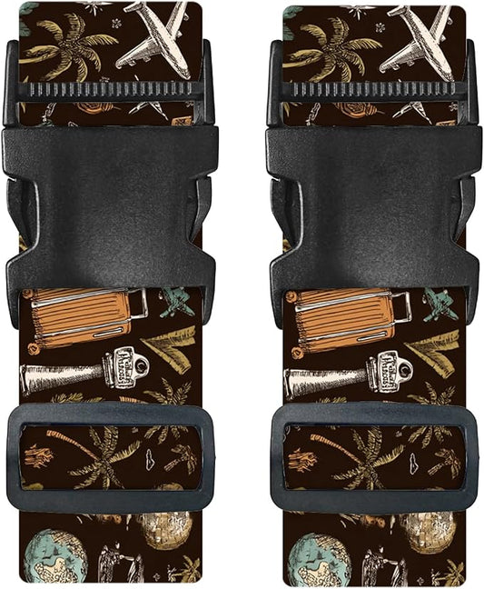 Nuxovilar Luggage Straps of 2 Set Travel Elements Pattern, 1.96x90.5 inches by Nuxovilar