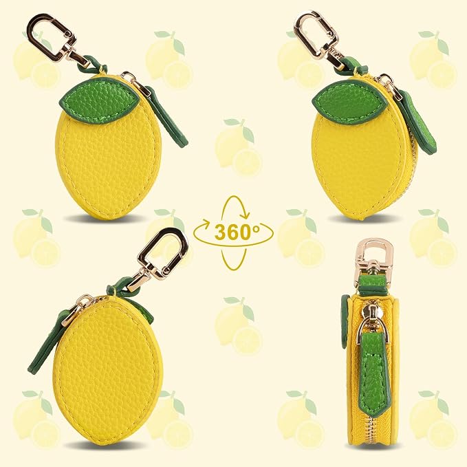 XSUIOY Orange Fruit Coin Purse Keychain Bag Charm, Mini Leather Coin Purse & - Image 6