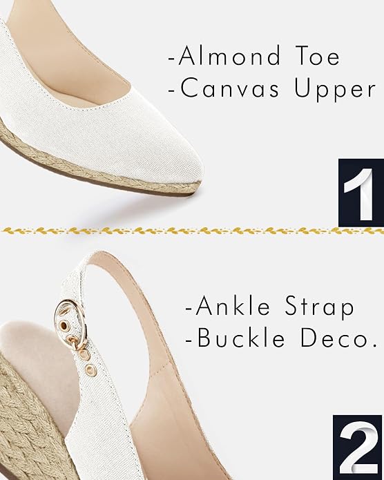 Juliet Holy Womens Wedge Sandals Espadrilles Closed Toe Slingback Buckle Strap - Image 4