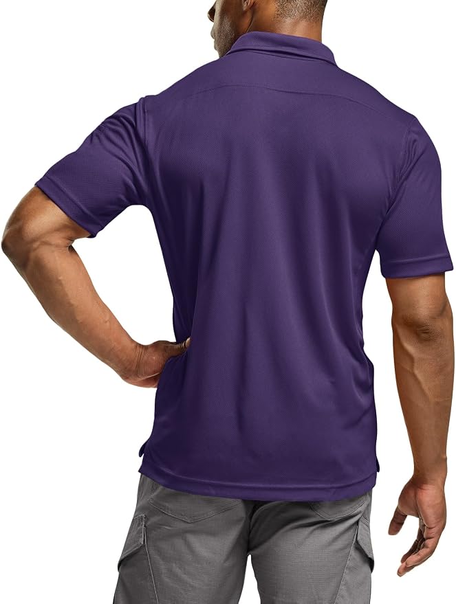 CQR Men's Polo Shirts, Tactical Short Sleeve Golf Performance Shirts, - Image 3