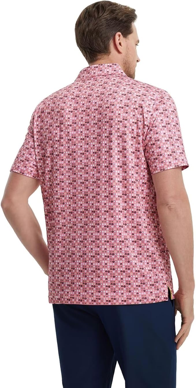 M MAELREG Mens Golf Shirt Short Sleeve Dry Fit Print Moisture Wicking - Image 4