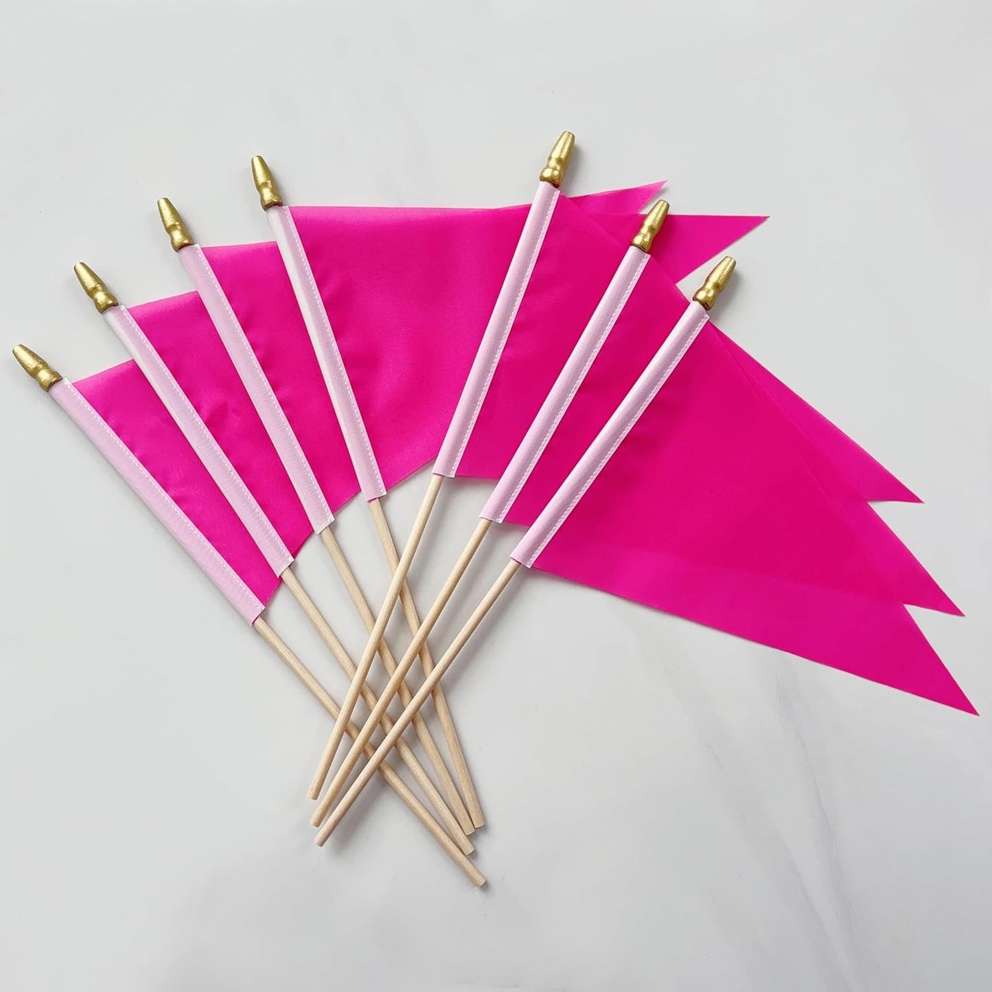 20 Pack Solid Color Pink Blank Pennant Flags on Wood Stick Small Mini Plain DIY Graffiti Flags,Decorations for Parades,Grand Opening,Kids Birthday,Sports Clubs,5x8 Inch