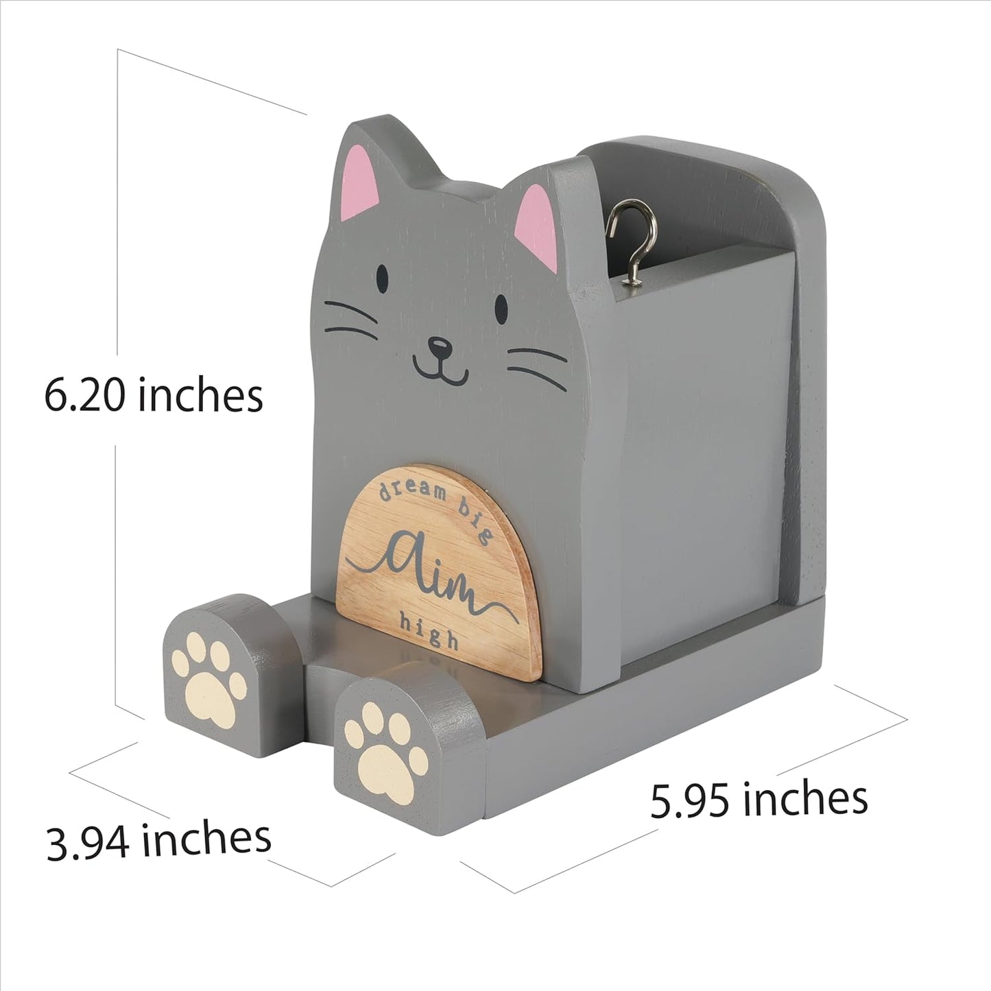 I'm Solid Wood Multipurpose Eyeglass Phone Pen & Pencil Holder Stand Stationery Desk Box Organizer Accessories Decor,Home Office Desktop Decoration Birthday Graduation Gifts for Cat Lovers (Kitty)