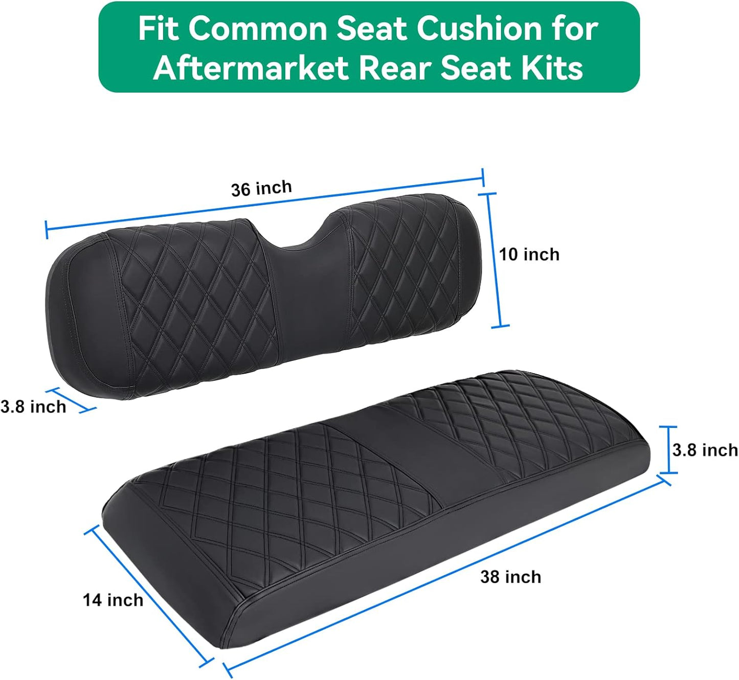 iLSKW Golf Cart Seat Covers for Rear Seat Fit Club Car EZGO Yamaha, Thinck Vinyl Leather with Convex Diamond Texure, Comfortable, Support Back,Breathable,Anti-Fading