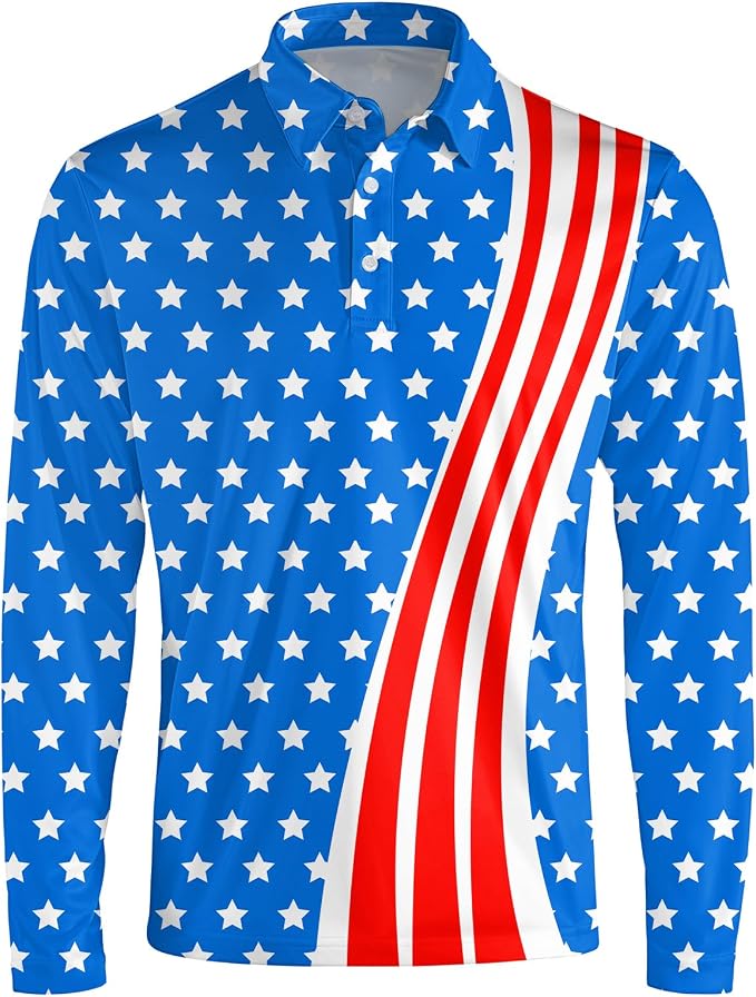 Men's Long Sleeve Golf Shirt Quick Dry 3 Button Work Fishing Outdoor Casual - Image 2
