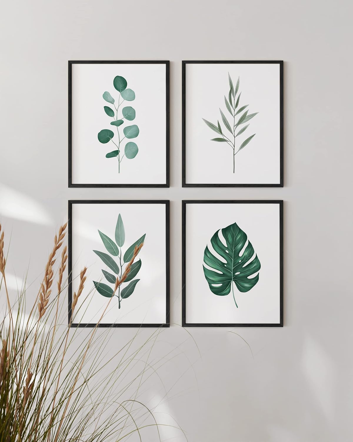 HAUS AND HUES Plant Wall Art - Botanical Prints, Green Wall Art Collection Set, Plant Pictures, Leaves Paintings (11x14, UNFRAMED)