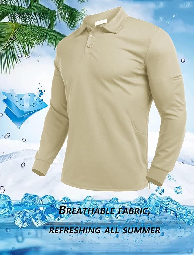 Deyeek Men's Polo Shirts Long Sleeve Golf Polo Shirts - Image 2