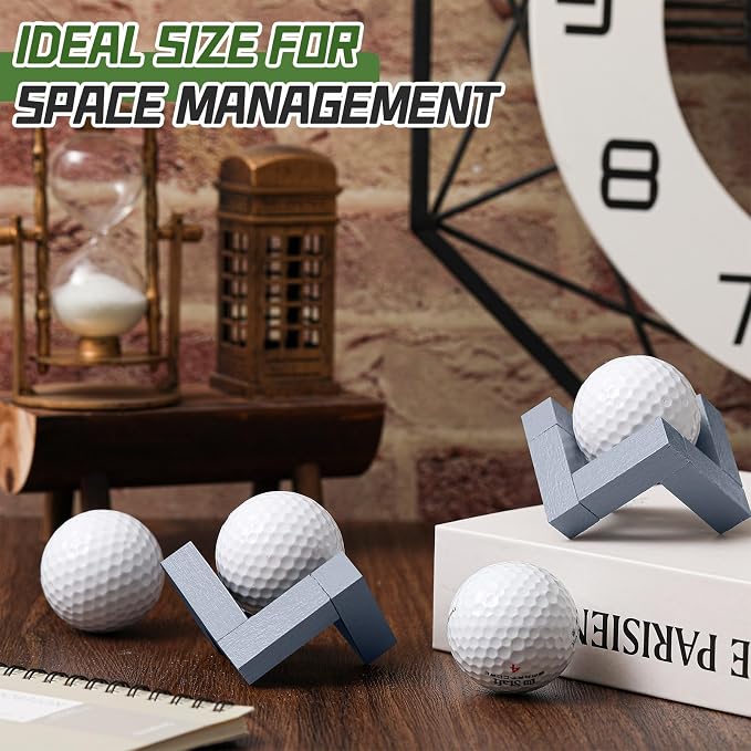 3 Pack Golf Ball Display Stand 1.97 Inch Wooden Golfball Display Case Grey - Image 4