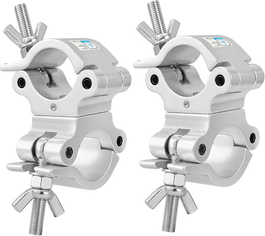 2 Inch Pro-Swivel Truss Clamp TUV, 2 Pack Eyeshot Heavy Duty 1100lb Swivel Coupler Truss Clamps, Dual Head Turn As Needed Two 360 Degree Lighting Clamps, Fit Pipe/Truss OD 48-52mm