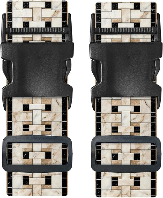 Nuxovilar Luggage Straps of 2 Set Marble Mosaic Pattern, 1.96x90.5 inches by Nuxovilar
