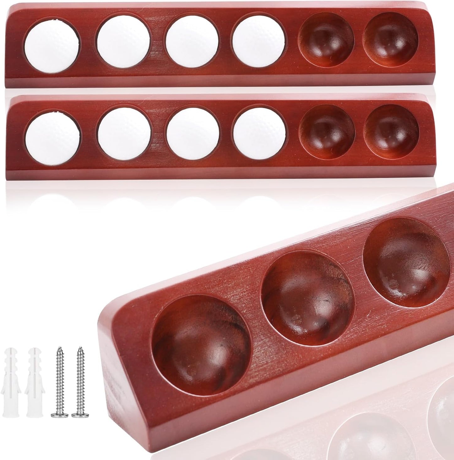 2-Pack Wooden Golf Ball Display Case - Wall Mount or Tabletop Stand - Holds 12 Standard Size Golf Balls - Collector Sport Memorabilia Display - Perfect Golf Gift for Men (Golf Accessories)