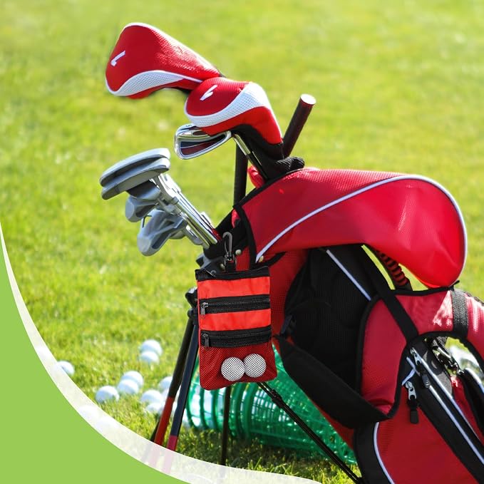 4 Pcs Golf Tee Holder 3 Zippered Golf Pouch Bag - Image 5