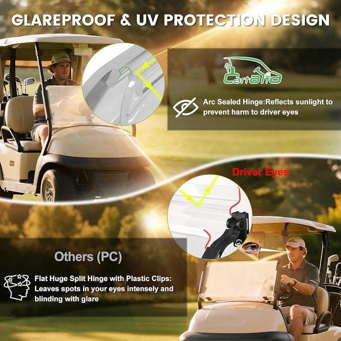 Golf Cart Foldable Windshield 3/16" Thicken Only Fits Club Car Precedent 2004+ - Image 4