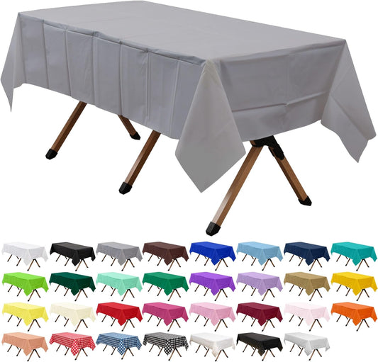 2 Pack Silver Premium Plastic Tablecloth Rectangle 54 x 108 Inches Reusable Galaxy Silver Decorative Table Cover for Dining, Wedding, Party, Indoor and Outdoor use