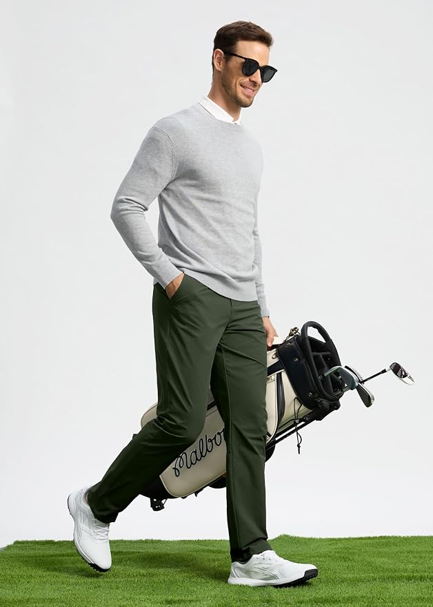 Pudolla Men's Golf Pants Stretch Work Dress Comfy Pants 30"/32"/34" Lightweight - Image 6