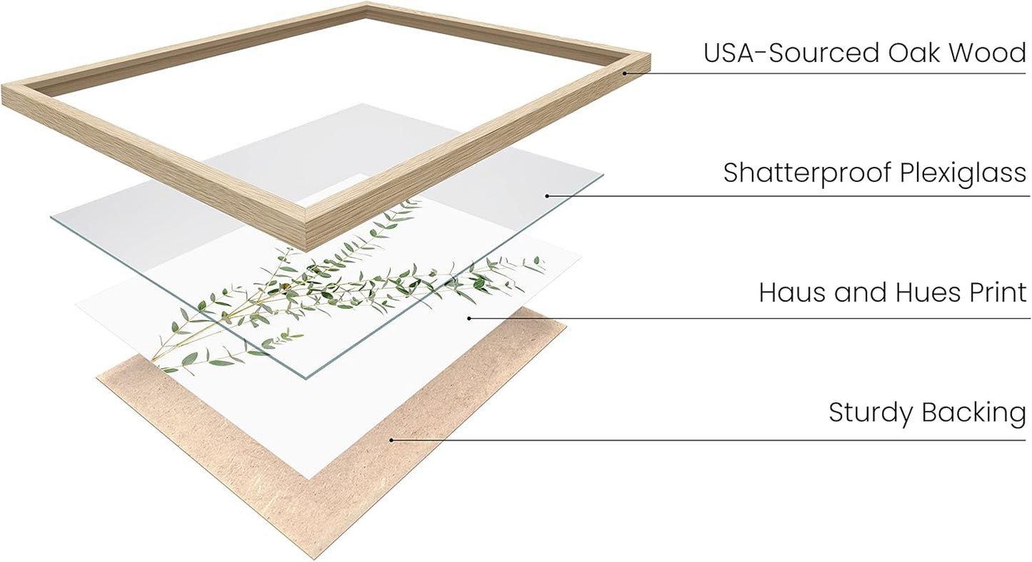 HAUS AND HUES Botanical Plant Wall Art Prints - Set of 4, Plant Wall Decor, Floral Kitchen, Flower Leaves Wall Art, Boho Eucalyptus Decor, Green Botanical Poster (8x10, Beige Frame)