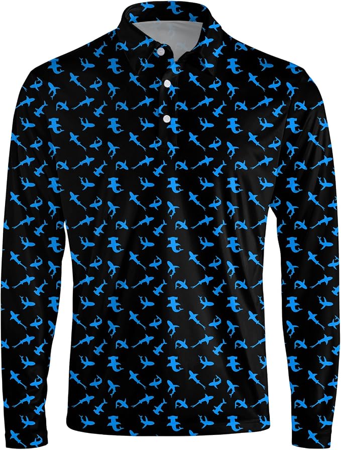 Men's Long Sleeve Golf Shirt Quick Dry 3 Button Work Fishing Outdoor Casual - Image 3