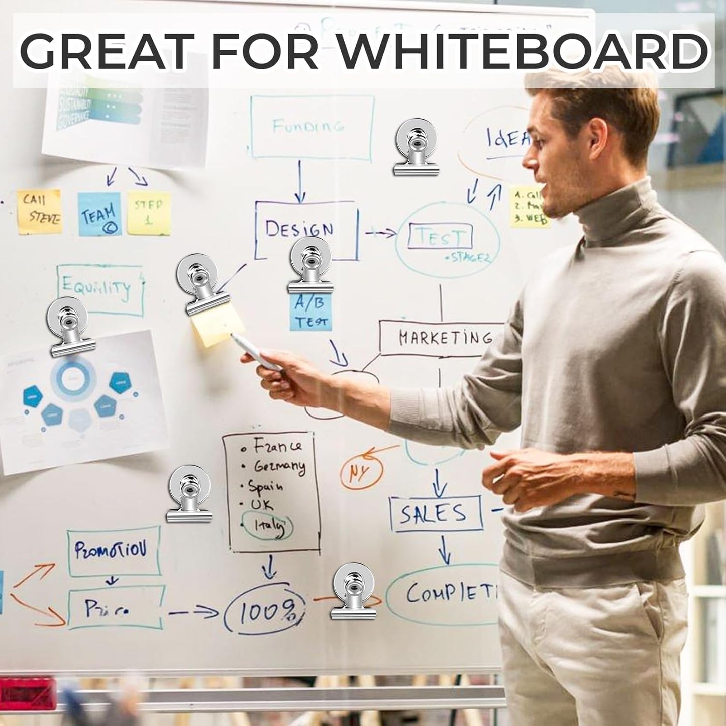 140 Pack Fridge Magnets Refrigerator Magnets; Strong Magnetic Clips Heavy Duty; Detailed List Display Paper Fasteners on Home Office Teaching (Silver)