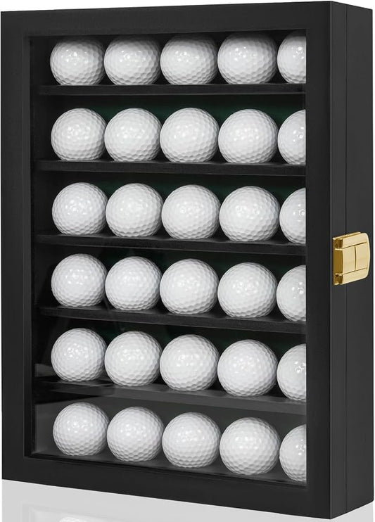 Golf Ball Display Case, Solid Wood Golf Ball Holder, Wall Mounted Golf Ball Rack by WELIDAY