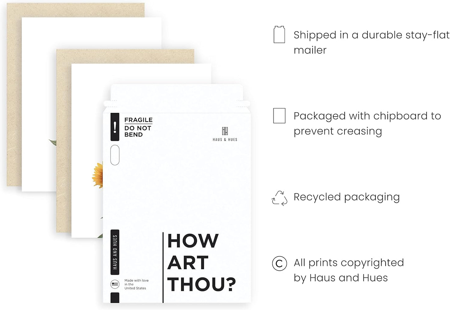 HAUS AND HUES Sunflower Wall Decor and Sunflower Posters - Set of 4 Sun flower Wall Art (8" x 10", Unframed)