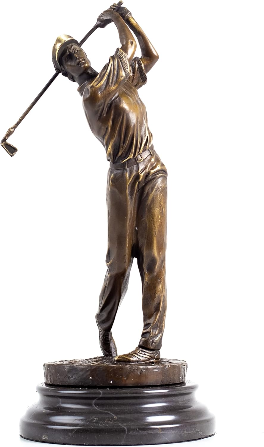13.2" Bronze Golfer Statue, Golf Figurines Bronze Statues and Sculptures Handmade Art Collectible for Home Office Decor