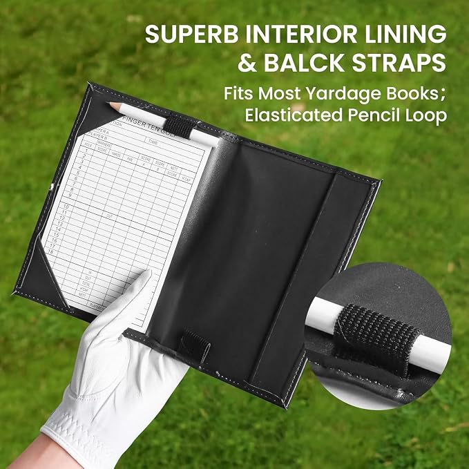 FINGER TEN Golf Scorecard Holder Leather Yardage Books Cover Lucky Clover - Image 5