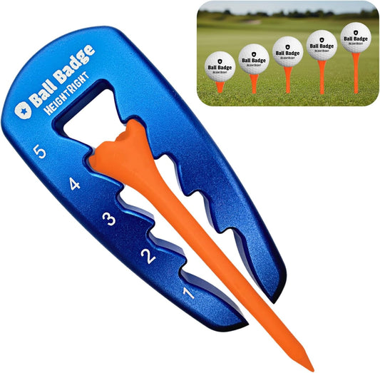 Ball Badge HeightRight Adjustable Golf Tee Height Tool – Precision Tee Height Setter for Consistent Swings, Durable Aluminum Design, Easy-to-Use Golf Training Aid