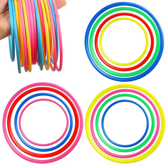 12 Pcs Colorful Plastic Ring Toss Outdoor Activity Games for Sports Practice Speed Agility Training, Random Colors