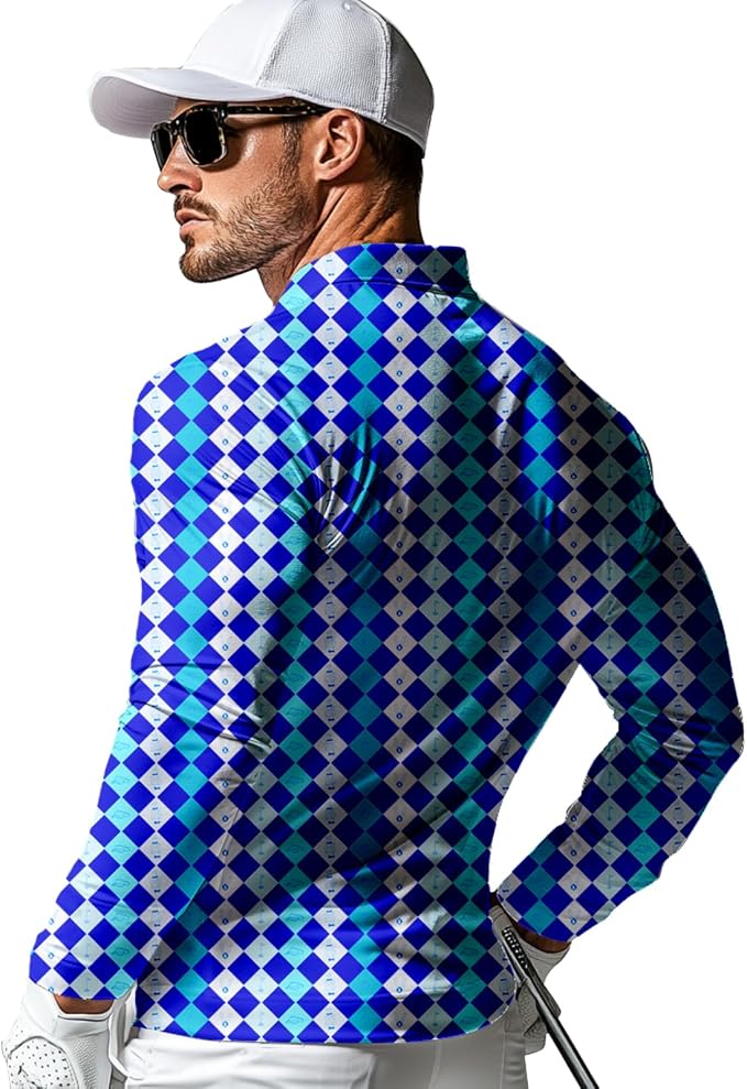 Men's Long Sleeve Golf Shirt Quick Dry 3 Button Work Fishing Outdoor Casual - Image 2