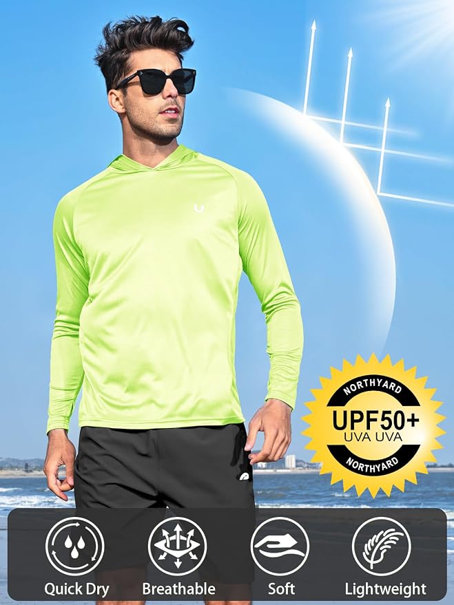 NORTHYARD Men's UPF 50+ Hoodie Shirts Long Sleeve Sun Protection Fishing Swim - Image 2