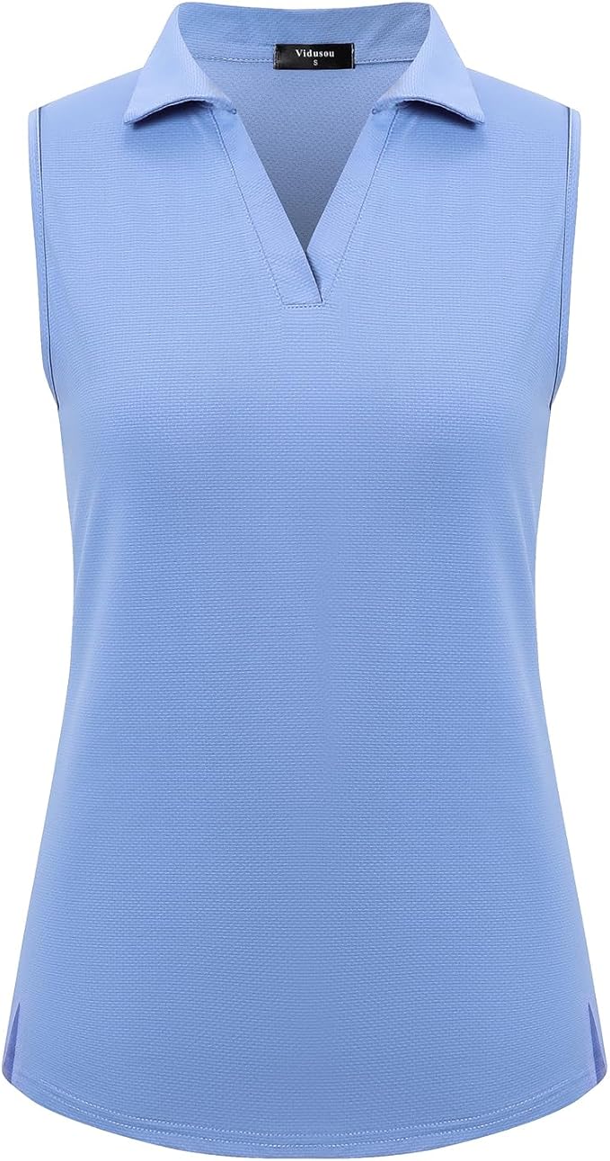 Womens Sleeveless Golf Polo Shirts Lightweight Tennis Sport Tops by Vidusou