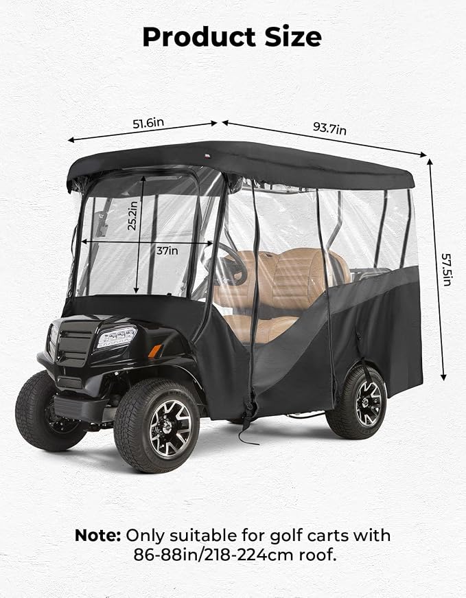 KEMIMOTO Golf Cart Enclosure, 4&6 Passenger Golf Cart Rain Cover, 600D - Image 7