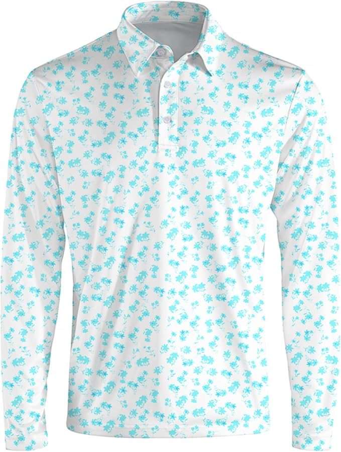 Men's Long Sleeve Golf Shirt Quick Dry 3 Button Work Fishing Outdoor Casual - Image 3