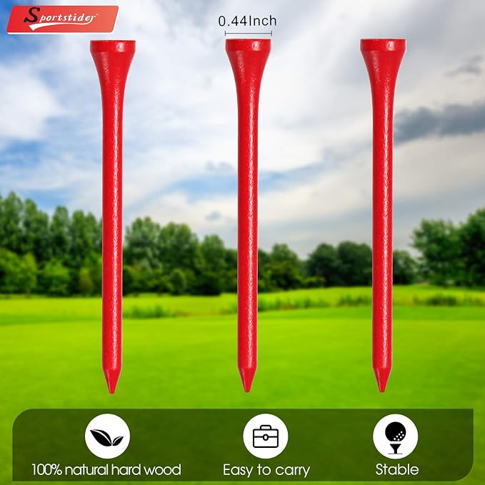 Golf Tees, 3 1/4Inch, Professional Deluxe Wooden Golf Tee, More Than 20 Colors - Image 2