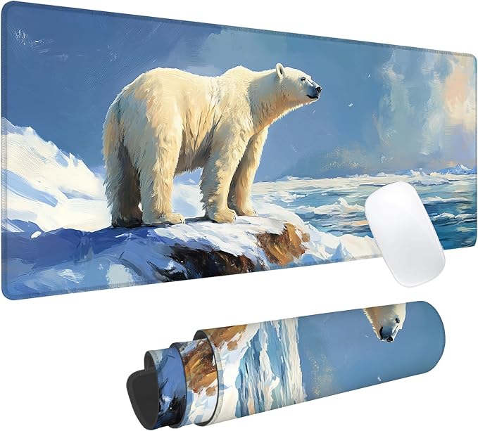 Polar Bear Gaming Mouse Pad, Office Desk Mat, Anti-Slip Rubber Base Cool by cromcu