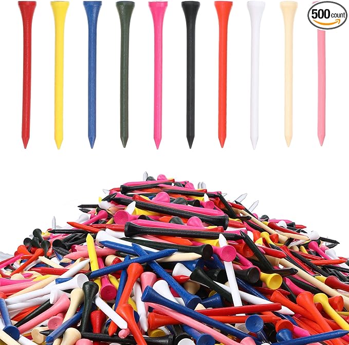 Vinsot Wood Golf Tees Bulk 3-1/4 Inch Unbreakable Long Colored Tall Golf Tees by Vinsot