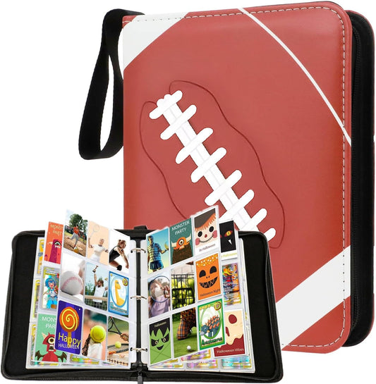 900 Pockets Trading Card Binder, Football Card Binder Album, Rugby Card Collector Album, PU Leather Card Collector Folder for MTG, Game Cards, Sports Cards (Football)