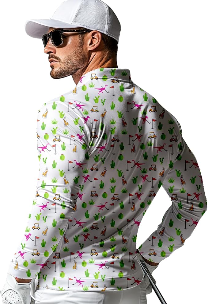 Men's Long Sleeve Golf Shirt Quick Dry 3 Button Work Fishing Outdoor Casual - Image 2