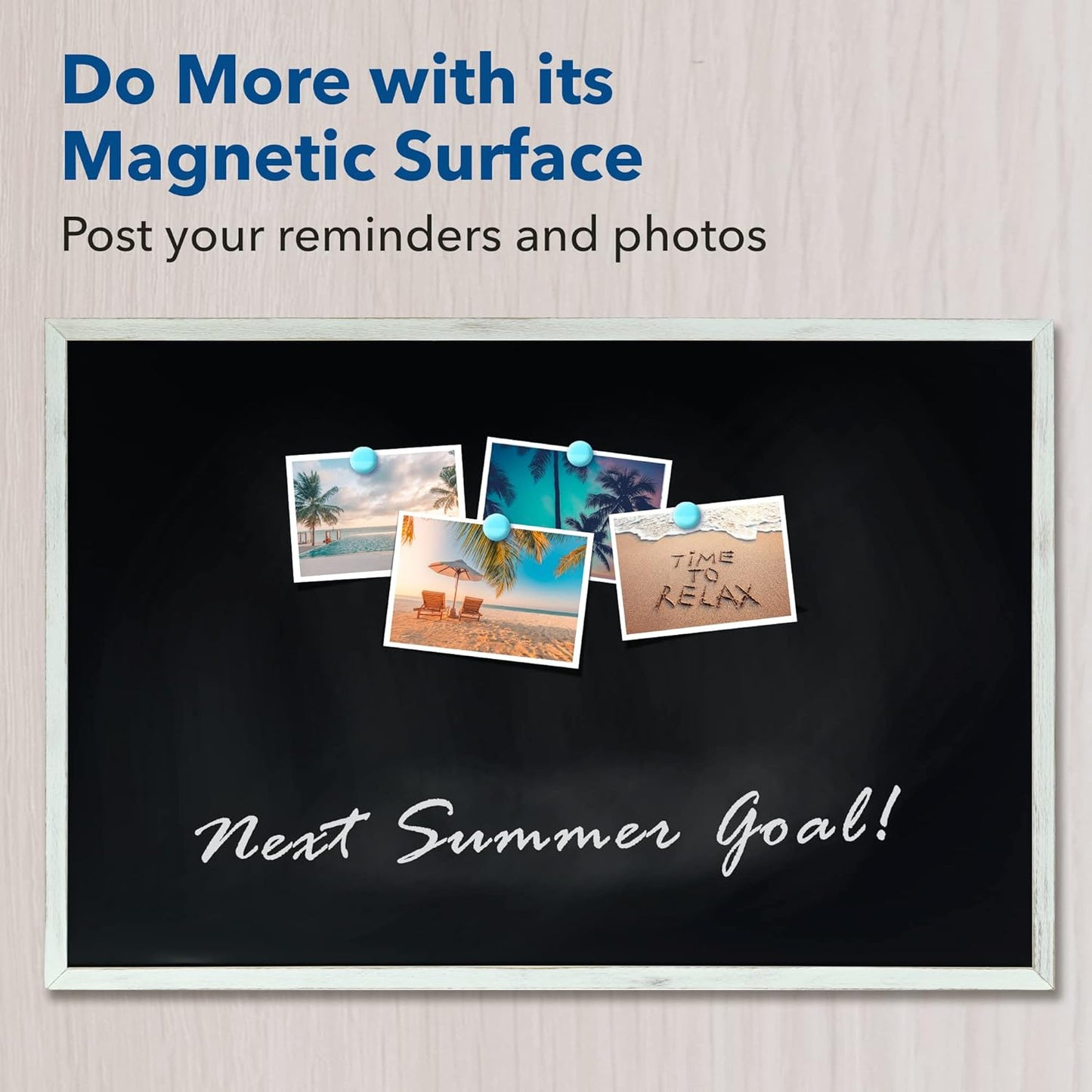 24 x 36 Magnetic Chalkboard Blackboard - Large Hanging Framed Wall Chalk Board w/Wooden Frame - Rustic 2x3 Wall Black Board to Use at Home and Office - Includes Magnets (Whitewashed)