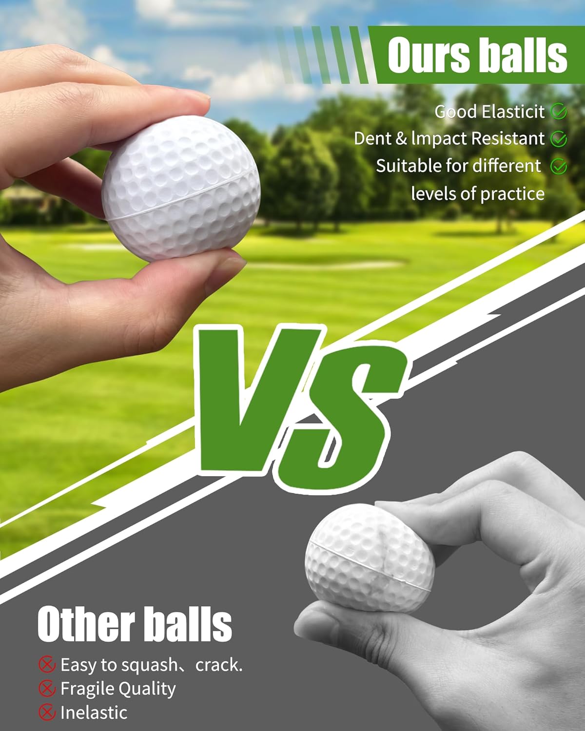 24 Pack Foam Golf Practice Balls,Practice Golf Balls for Backyard,Realistic Feel and Limited Flight Soft Golf Balls for Indoor or Outdoor Training