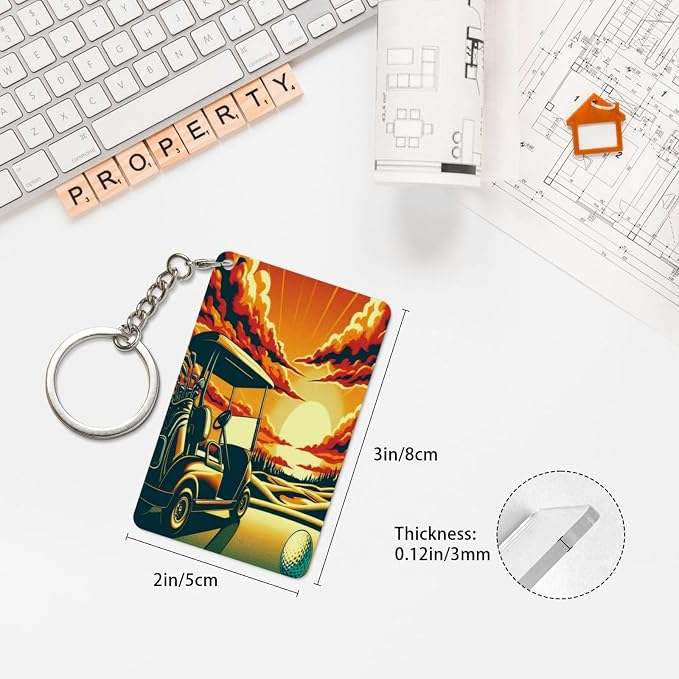 Keychain - Rectangular Acrylic Keychain Daily Key Ring Car Key Fob Holder 2X3 - Image 4