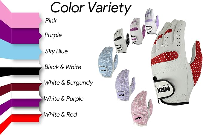 MRX Women Golf Glove Left Handed Golf Gloves Sweat Resistant Soft Cabretta - Image 8