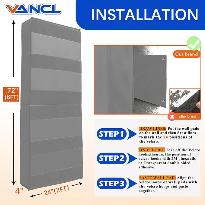 Gym Padding Wall Pads for Gym Wall Mats Basketball Wall Padding 2" Thick Foam - Image 2