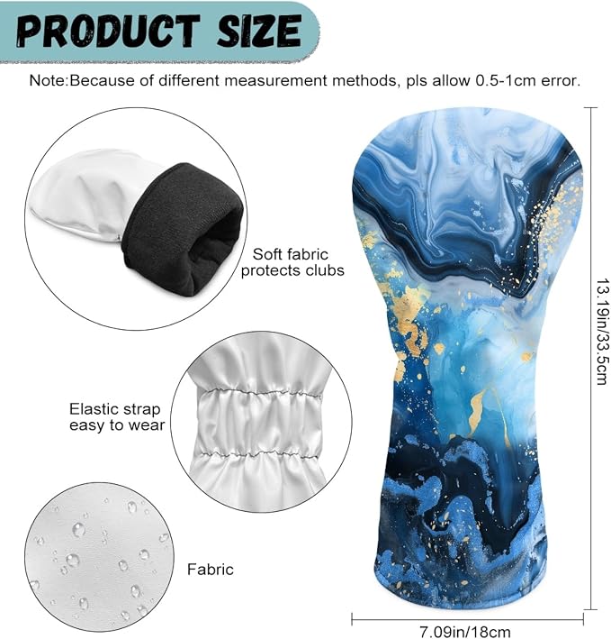 Golf Club Head Covers for Club Protective, Waterproof PU Leather Driver Fairway - Image 6